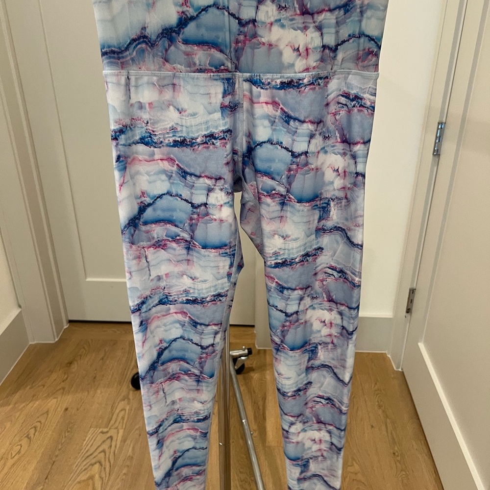 Terez Blue and Pink Marble Leggings
